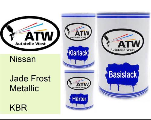 Nissan, Jade Frost Metallic, KBR: 500ml Lackdose + 500ml Klarlack + 250ml Härter - Set, von ATW Autoteile West.